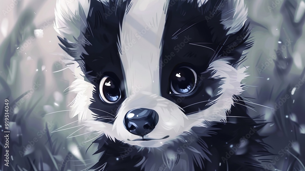 Sticker Cute Badger Portrait