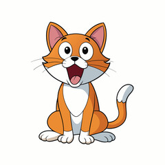Kitten open mouth Cartoon cat vector illustration