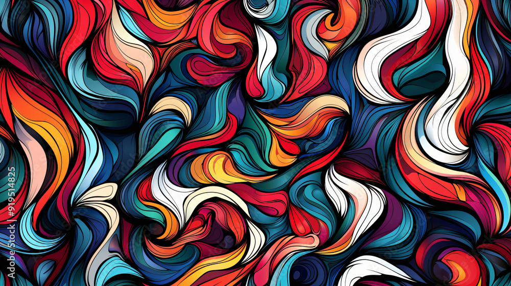 Poster vibrant backdrop featuring flowing wavy lines, ideal for contemporary and abstract design projects