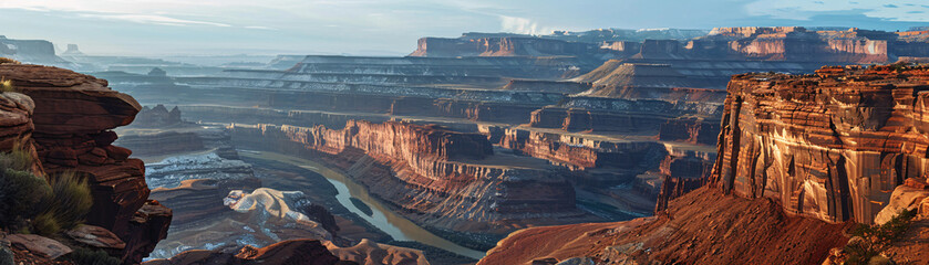 Fototapeta premium Toweriing cliffs and deep canyons carved by millennia of erosion