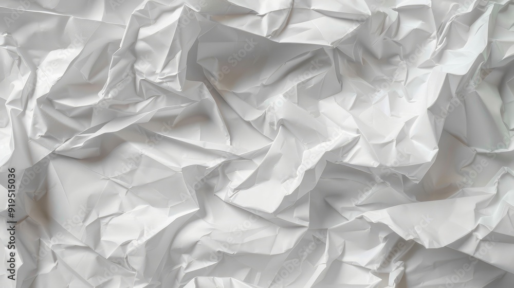 Poster crumpled white paper texture for design backdrop empty space for text