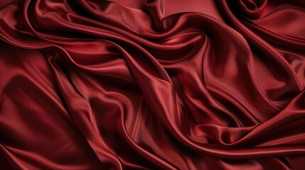 Dark red silk background in close up view