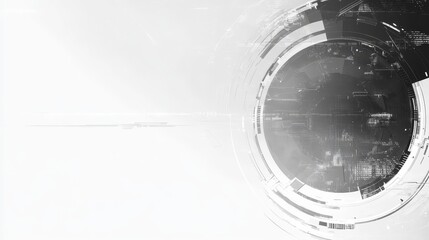Obraz premium A grey and white abstract technology background with various tech elements conveying a hi-tech communication concept.