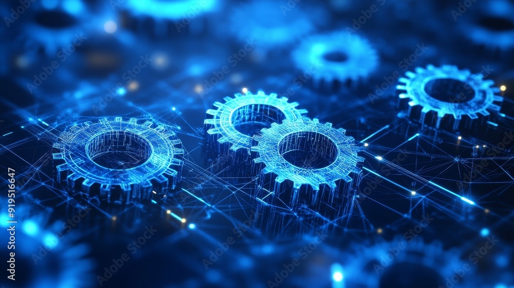 Poster abstract 3d background of mechanical engineer drafting blueprint design for industrial technology pr