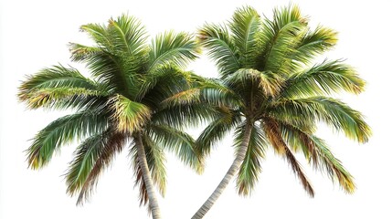 Obraz premium Tropical breeze swaying through palm trees isolated on white background