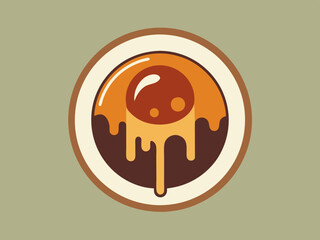 Dripping circle icon. Melting round shape logo. Melted texture label. Silhouette flowing liquid, molten caramel, syrup, sweets, chocolate blobs stickers. Vector collection

