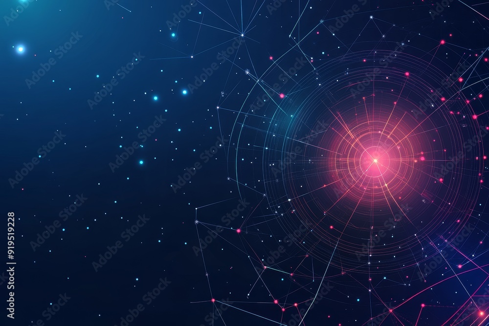 Poster the quantum computer technology banner design template concept of a gravitational wave. big data alg