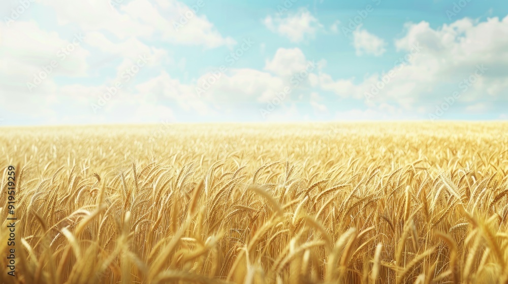 Poster golden wheat field on a summer day with empty space