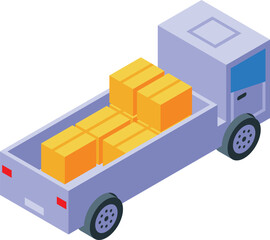 Illustration of a delivery truck carrying goods in its trailer