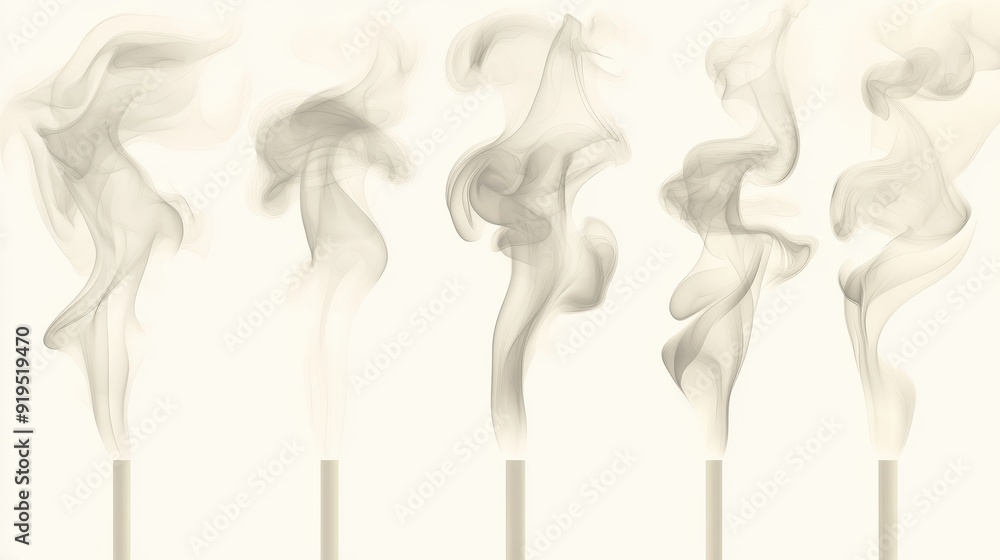 Poster five different types of smoke, each with a different color and shape