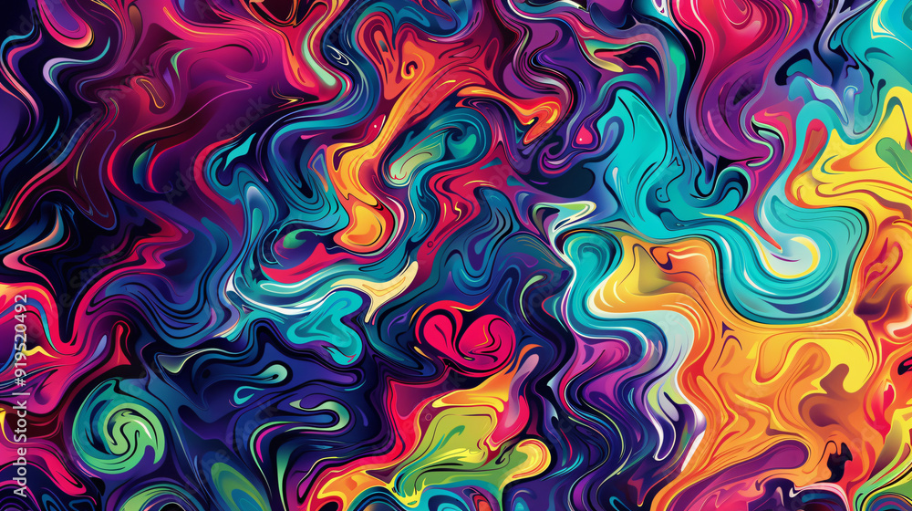 Poster abstract background with swirling colors resembling ink or paint blending together