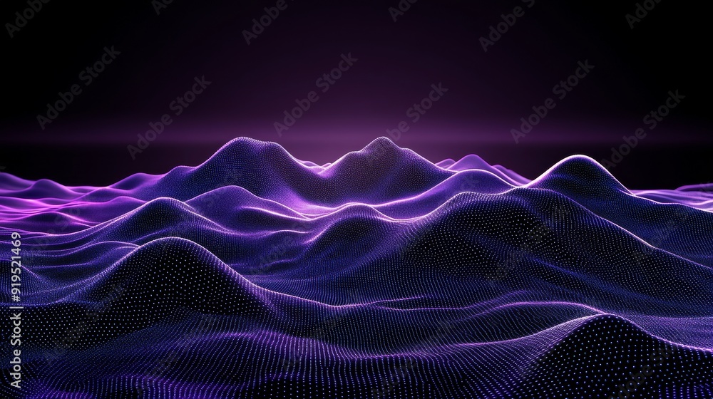 Poster 3d rendering of futuristic wave. concept of big data, network connection, cybernetics. abstract dark