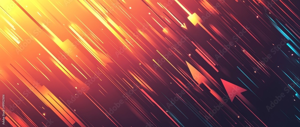Aufkleber an abstract background with arrows with a tech background in orange