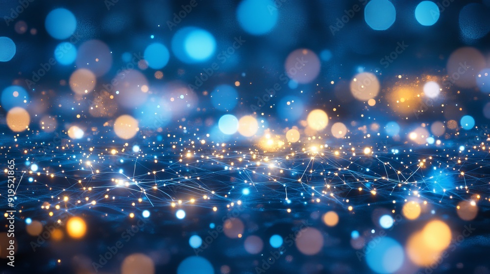 Poster data network protection background concept with binary code polygons and interconnected small padloc