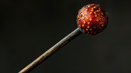 Jingles on stick close up on black background