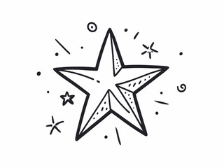 Line sketch star. Doodle scribble glitter and sparkles. Cartoon ink shine light icon. Hand drawn spark elements and group stars isolated on white background. Vector set
