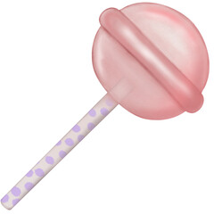 Cute  lollipops is cartoon hand drawn style, colorful,with pink ribbon pastel and pastel colored candy wrapping paper.