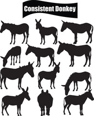 Donkey   Artistic Silhouette Elements in Black