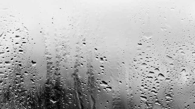 Monochrome background of water condensation on window glass