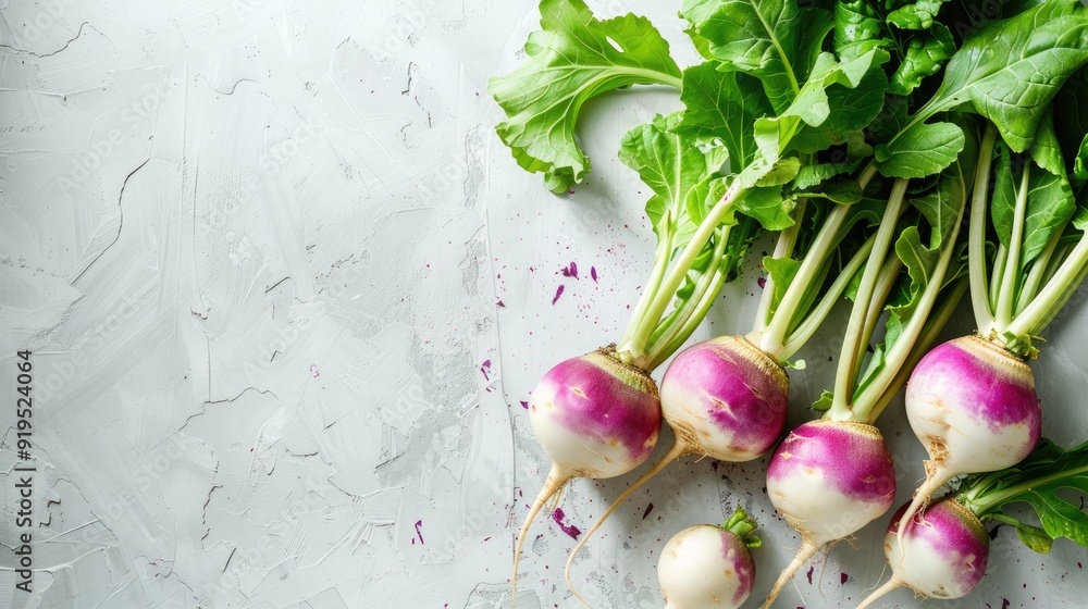Aufkleber multiple ripe turnips on a white background with space for text
