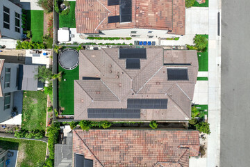 Aerial view of middle class community big houses, Escondido, South California, USA.