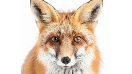 Fototapeta premium One year old Red Fox close up against white backdrop