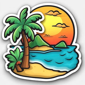 recommend clip art: Tropical Sunset Island Paradise