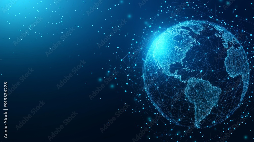 Aufkleber the blockchain technology futuristic hud background features a world globe and a blockchain polygon 