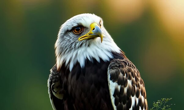 Close-up of a Young Eaglet in Serene Forest at Dawn