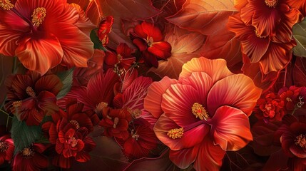 Red floral design in bloom