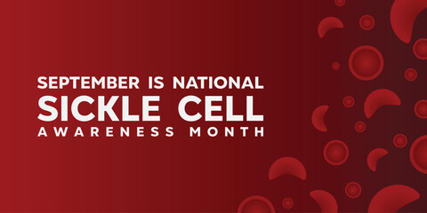 September is Sickle Cell awareness month. Blood and sickle cell. Great for cards, banners, posters, social media and more. Red background.