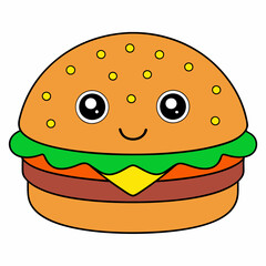An American style burger art vector illustrator