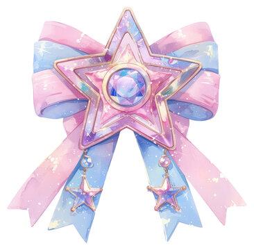 recommend clip art: Magical pastel star ribbon
