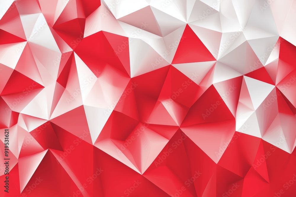 Poster illustration graphic background with abstract geometric triangular polygons in red