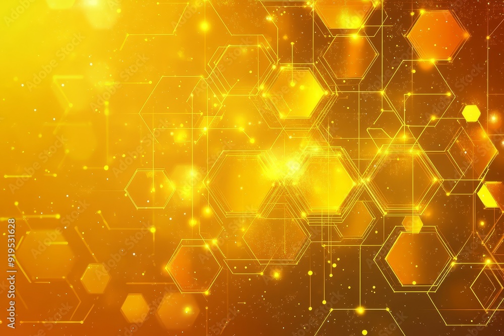 Poster the concept of wireless network connection technology is shown against a red background with hexagon
