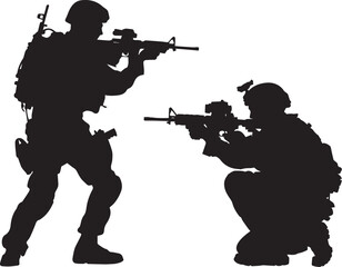 Soldier with Rifle Silhouette Vector