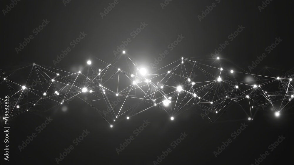 Poster 3d rendering of a grey background abstract digital network connection