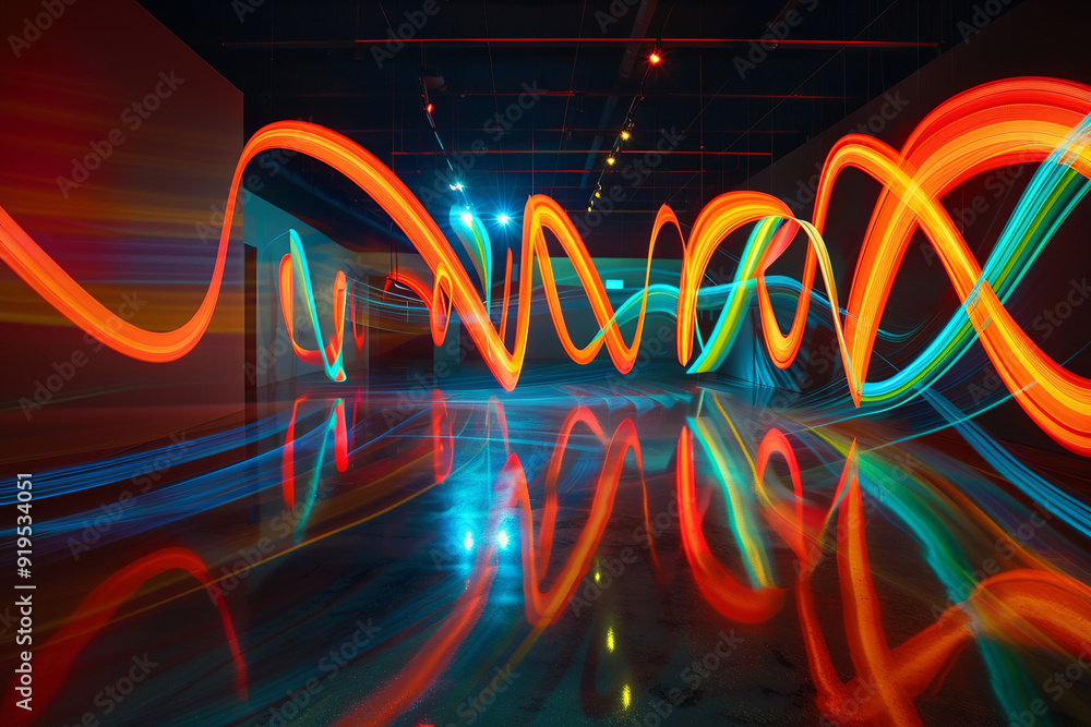 Aufkleber streaking shiny violet and purple lines as abstract background. futuristic dynamic motion technology