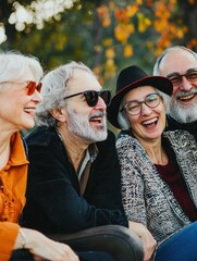 Group of elderly friends enjoying laughter together