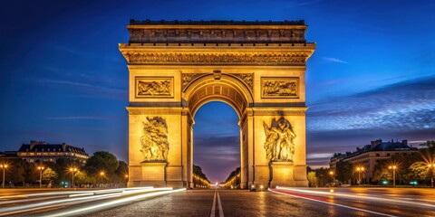 Majestic Arc de Triomphe illuminated at night in Paris, France, Paris, Arc de Triomphe, night, illuminated, landmark