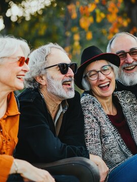 Group of elderly friends enjoying laughter together