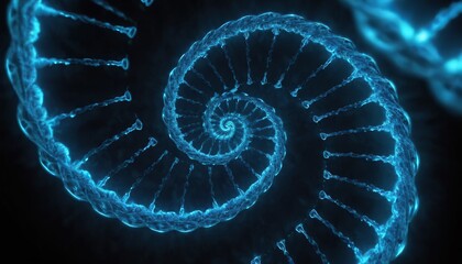 Advancements in futuristic genetic research Glowing blue DNA double helix Concept Futuristic Genetics DNA SciFi Biotech Innovations Blue Double Helix Genetic Engineering