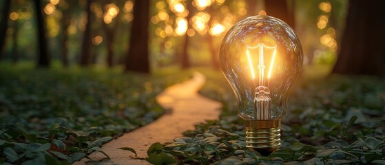 A lightbulb with a path leading towards it, symbolizing the journey of motivation leading to innovation