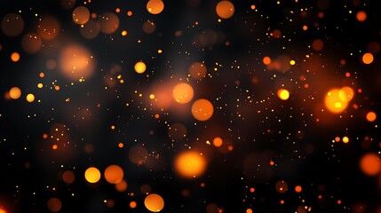 A mesmerizing display of golden bokeh lights on a dark background creating a warm and festive atmosphere, perfect for use in holiday invitations, party backgrounds, celebration promotions