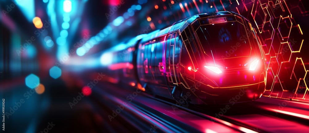 Poster abstract high-speed technology on hexagon grid pov motion blur