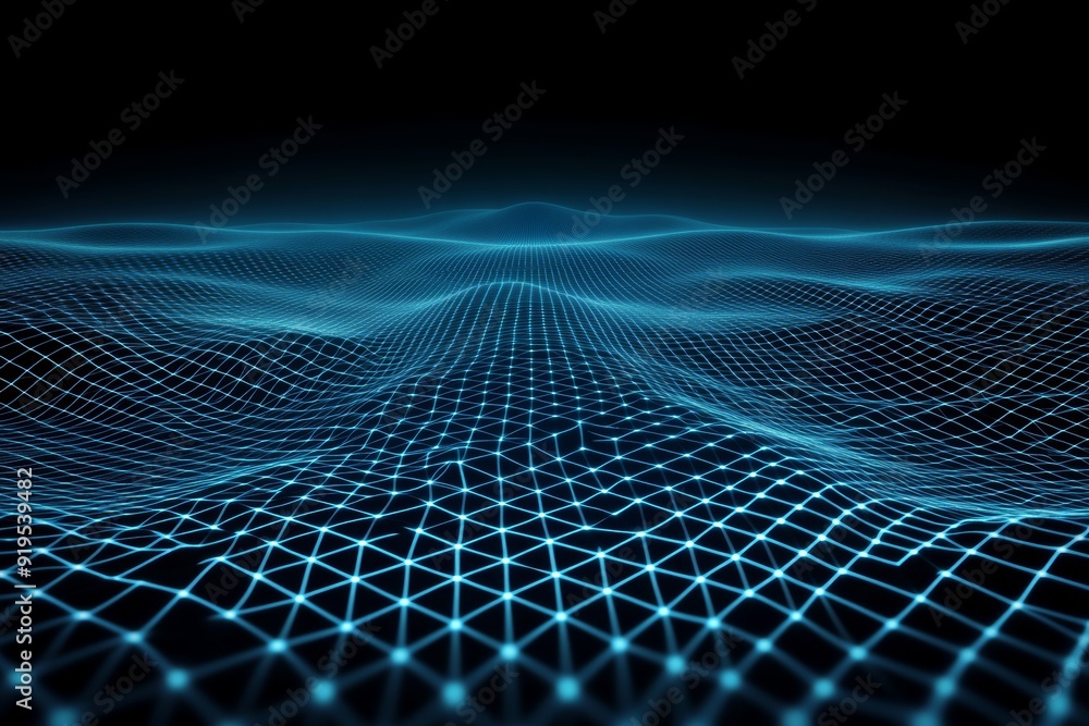 Poster background with glowing neon light and grid lines. technology style or geometric backdrops. 3d rende