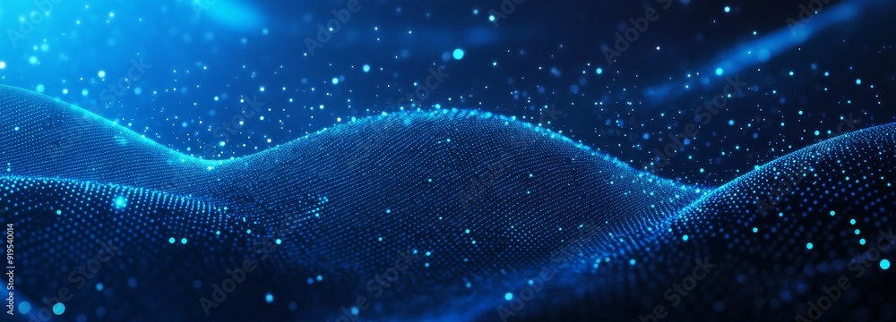 Poster the modern technology background. dynamic wave of glowing points. 3d rendering.