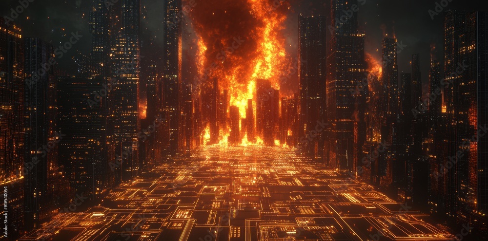 Poster megacity concepts based on futuristic technology, original 3d renderings