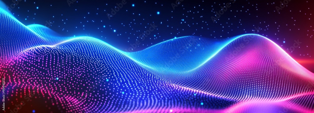 Aufkleber background design using digital technology. dynamic wave of glowing points. 3d rendering.
