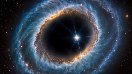 Fototapeta premium A cosmic event such as a supernova explosion or a black hole absorbing matter is captured in stunning detail by a space telescope.